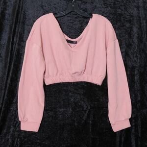 Long Sleeve Crop Top V neck athleisure activewear look SOFT Sz S BBJ Los Angeles